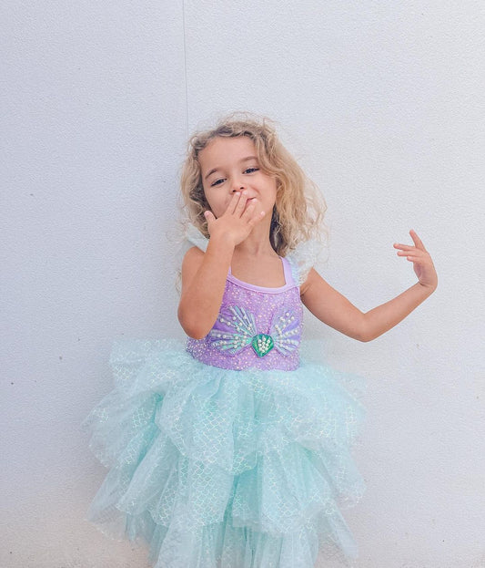 Vestido Infantil de Princesa Sirena Brillante
