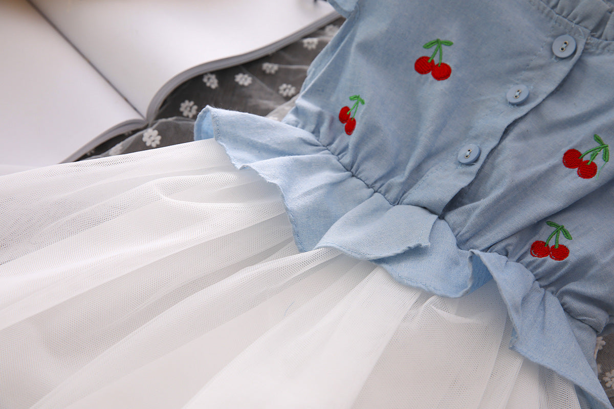 Vestido Infantil Tul y Cerejinhas Jeans