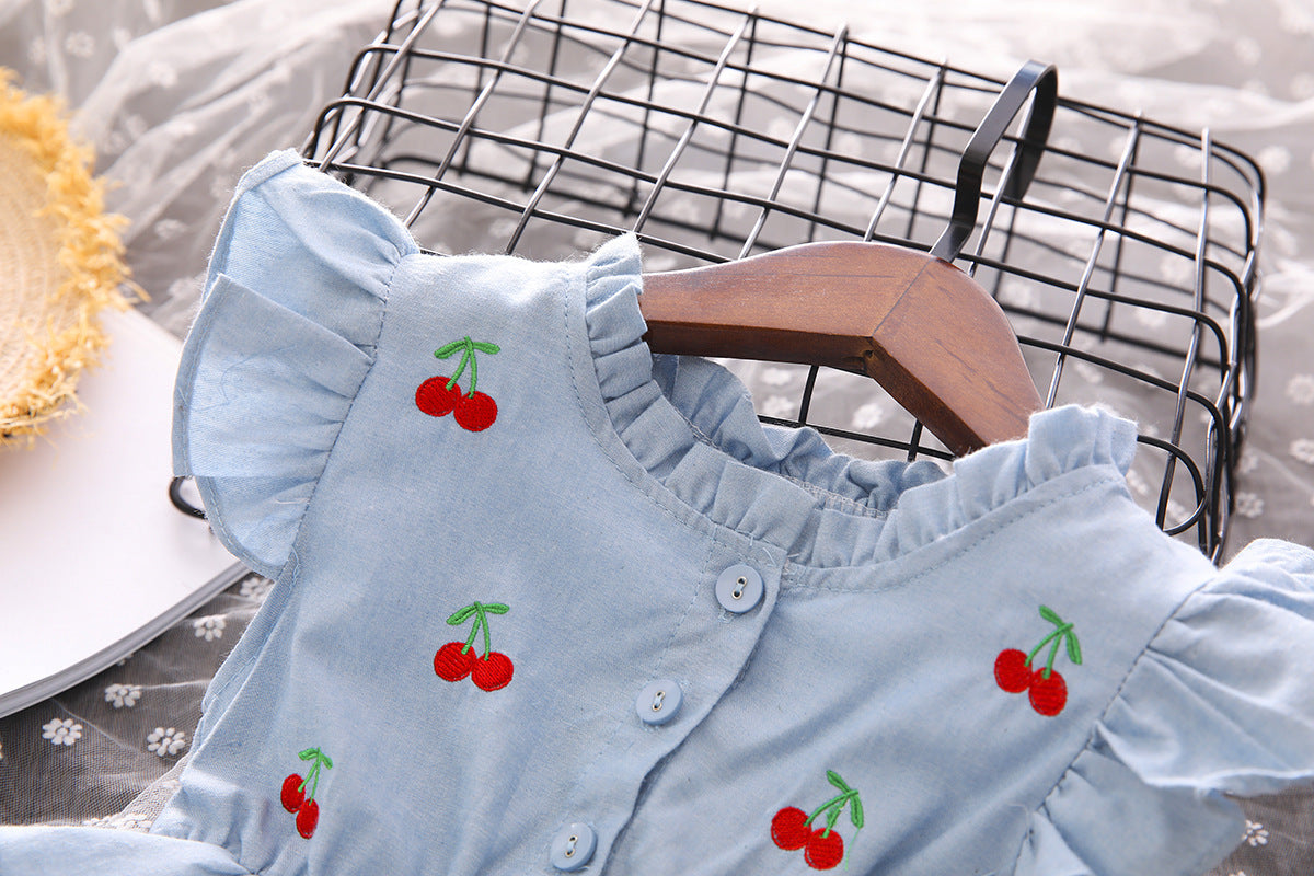 Vestido Infantil Tul y Cerejinhas Jeans