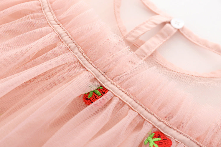Vestido Infantil Tul Fresas
