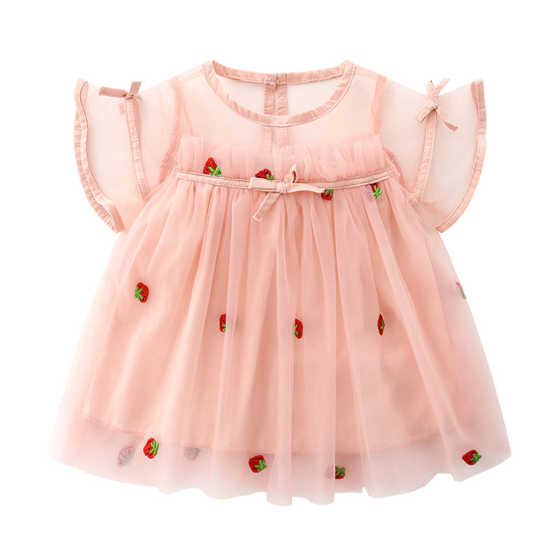 Vestido Infantil Tul Fresas