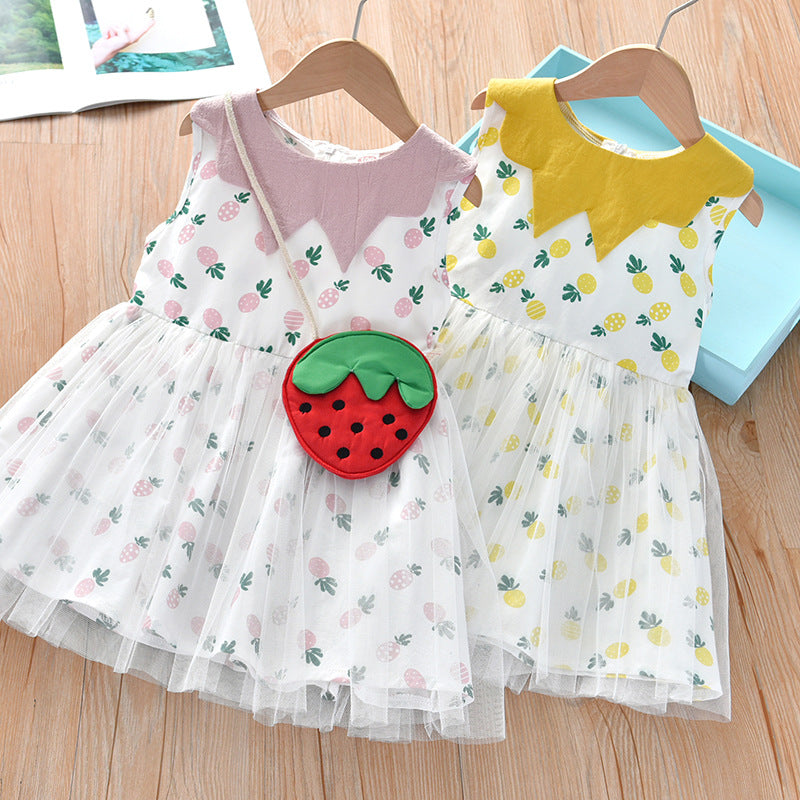 Vestido Infantil Tul Frutas