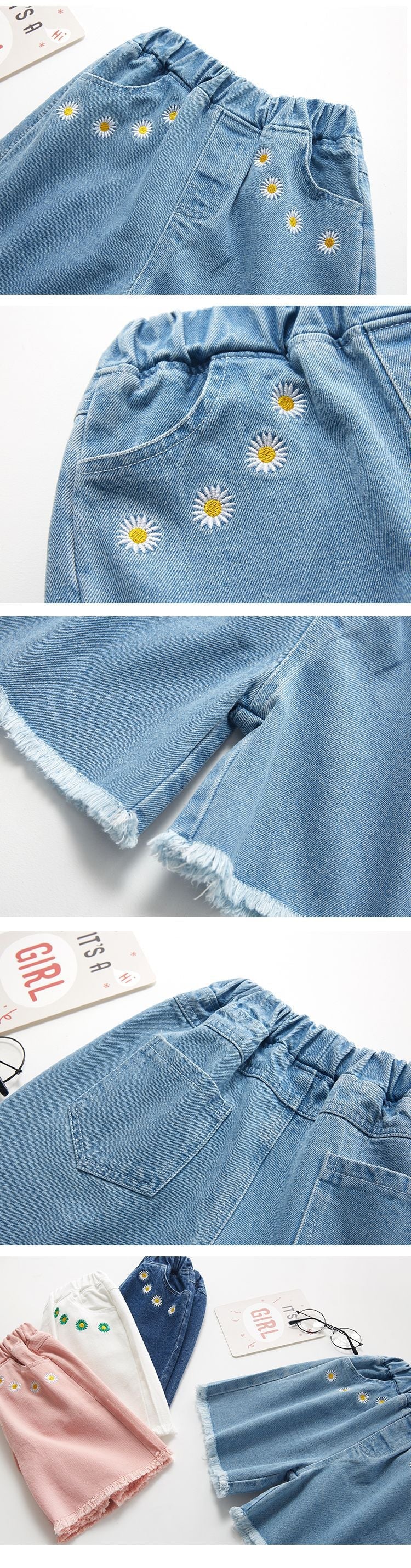 Pantalones cortos para niños Jeans Florzinhas