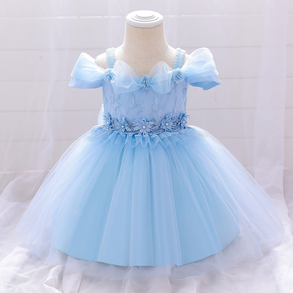 Vestido de Fiesta Infantil Flores Sin Mangas Tul