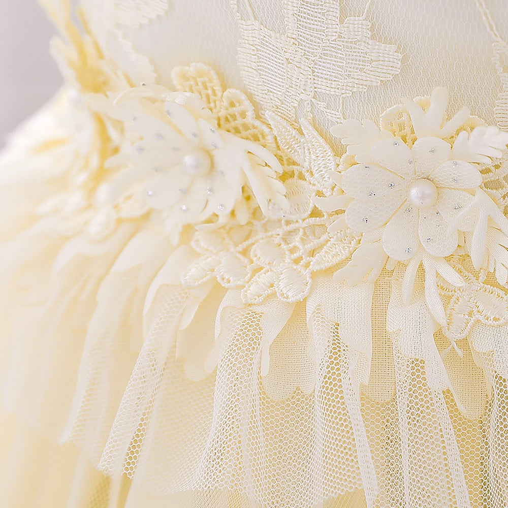 Vestido de Fiesta Infantil Flores Sin Mangas Tul