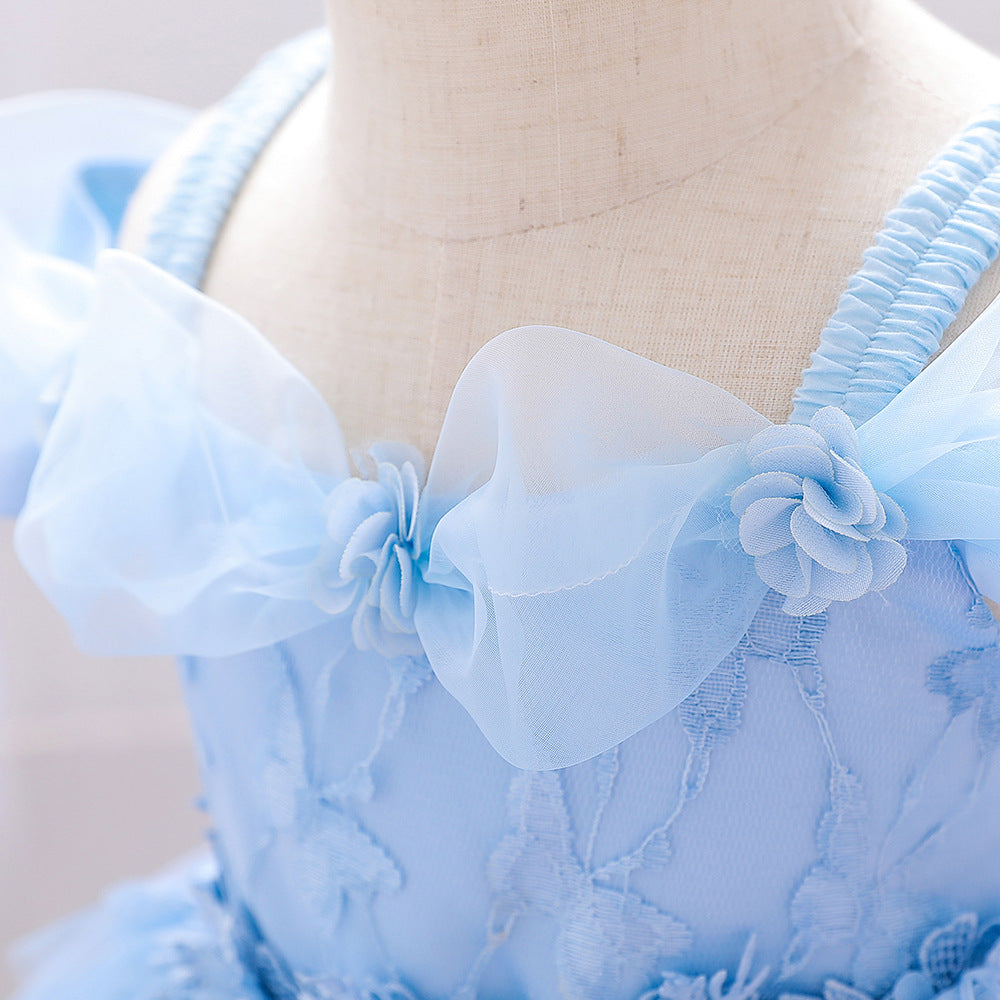 Vestido de Fiesta Infantil Flores Sin Mangas Tul