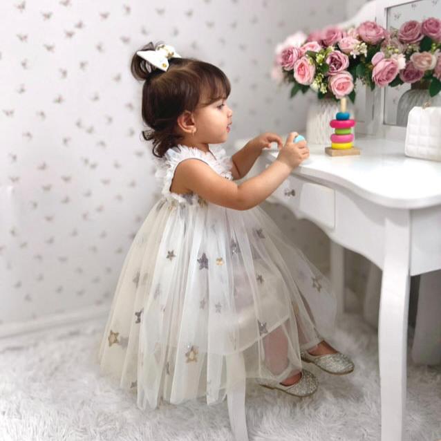 Vestido Infantil Tul Estrellas