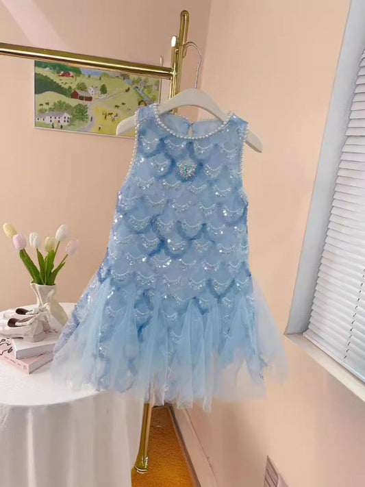 Vestido infantil sirena brillante