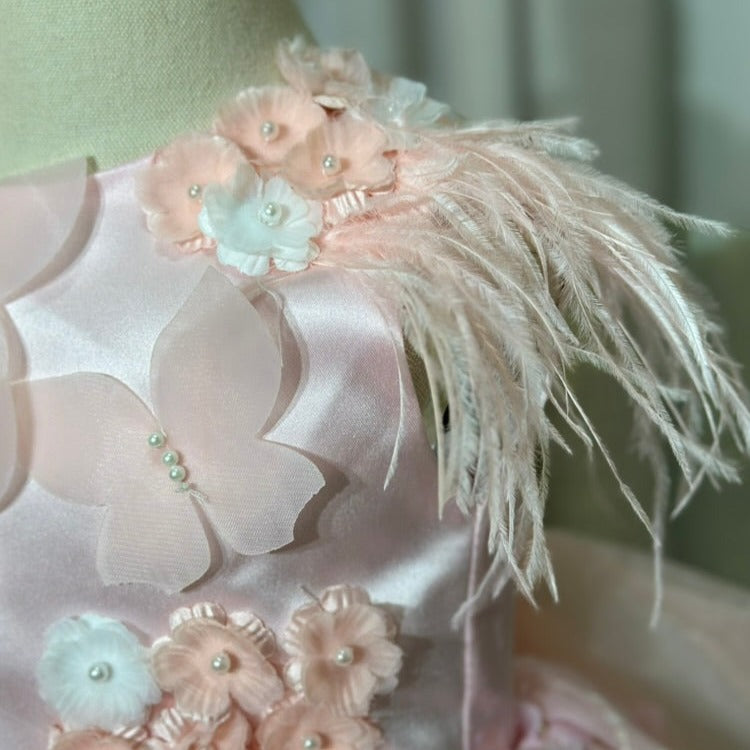 Vestido de Fiesta Infantil Mariposas y Plumas Lentejuela