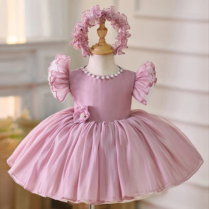 Vestido de Fiesta Verde con Perlas y Flores