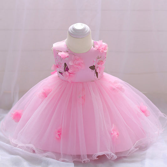 Vestido de fiesta infantil de tul floral