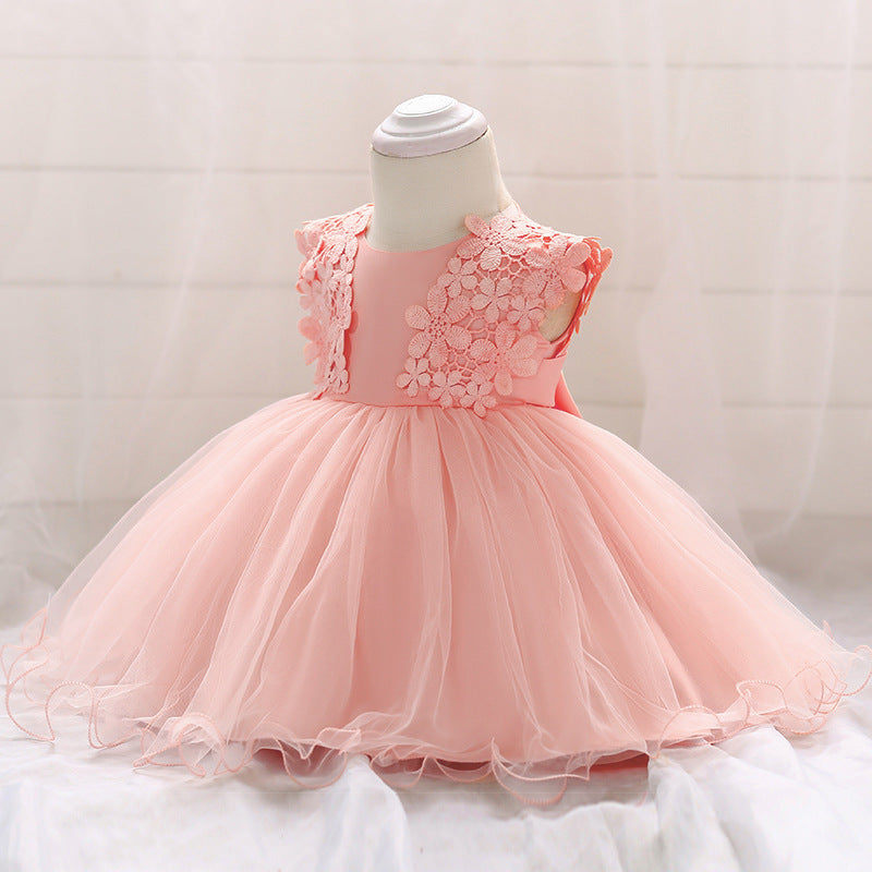Vestido Infantil Flores Bordadas