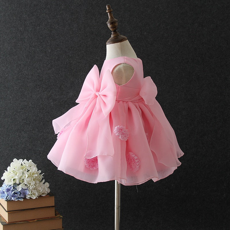 Vestido de fiesta infantil con encaje de perlas