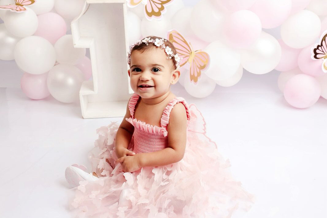 Vestido Infantil de Tul con Alas de Mariposa