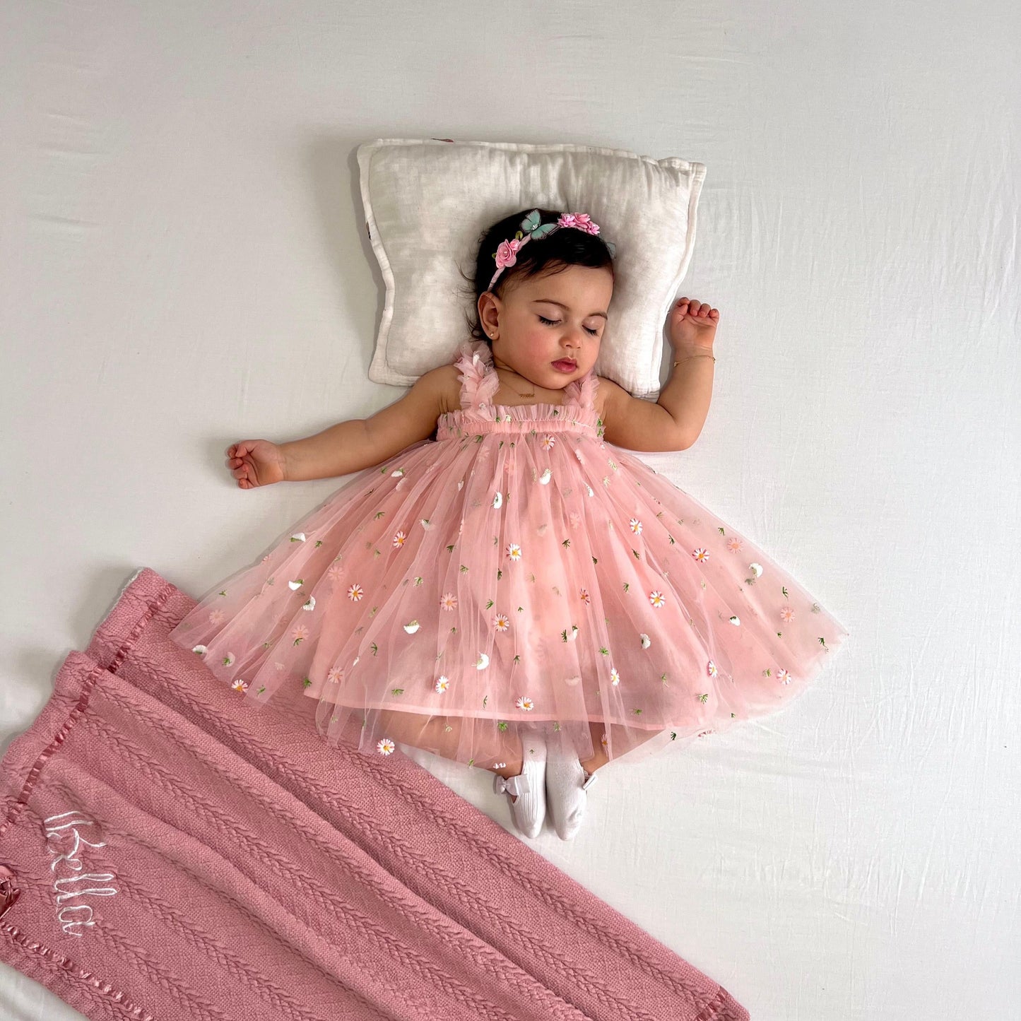 Vestido Infantil De Flores De Tul