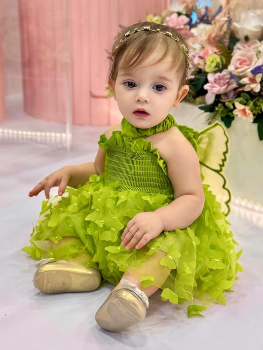 Vestido Infantil de Tul con Alas de Mariposa