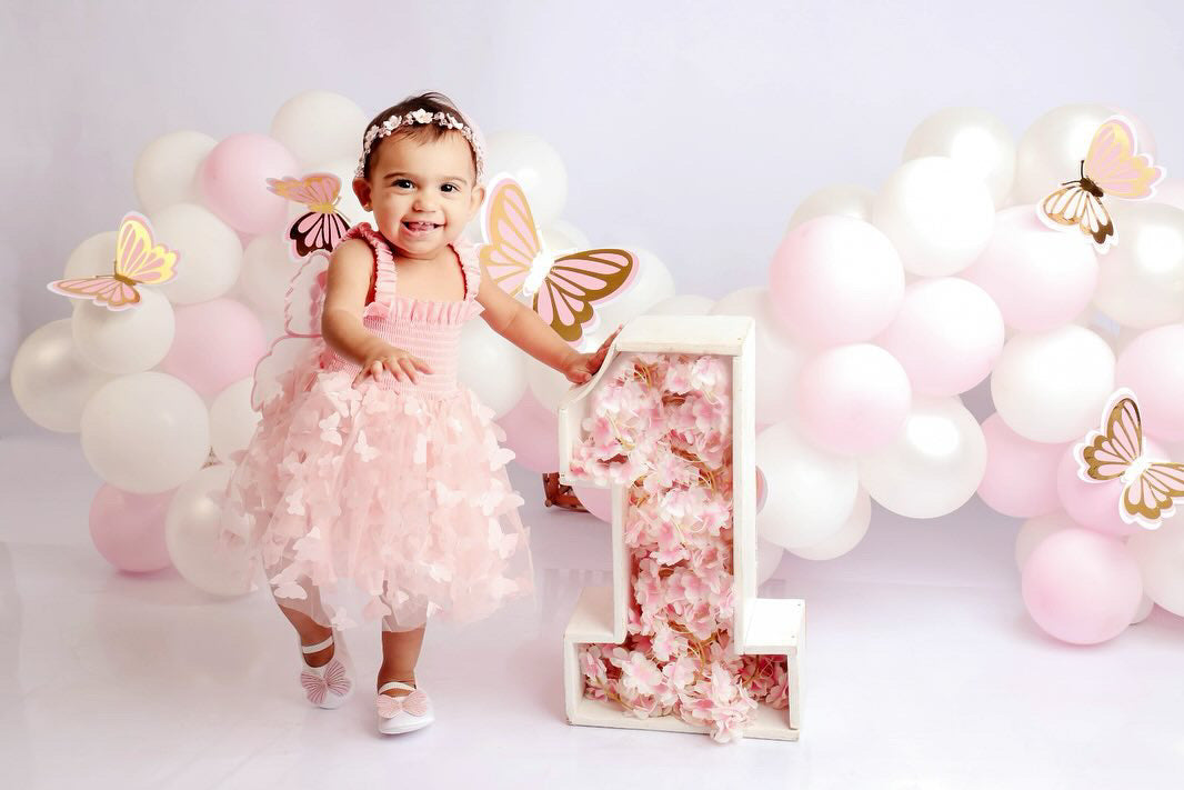 Vestido Infantil de Tul con Alas de Mariposa