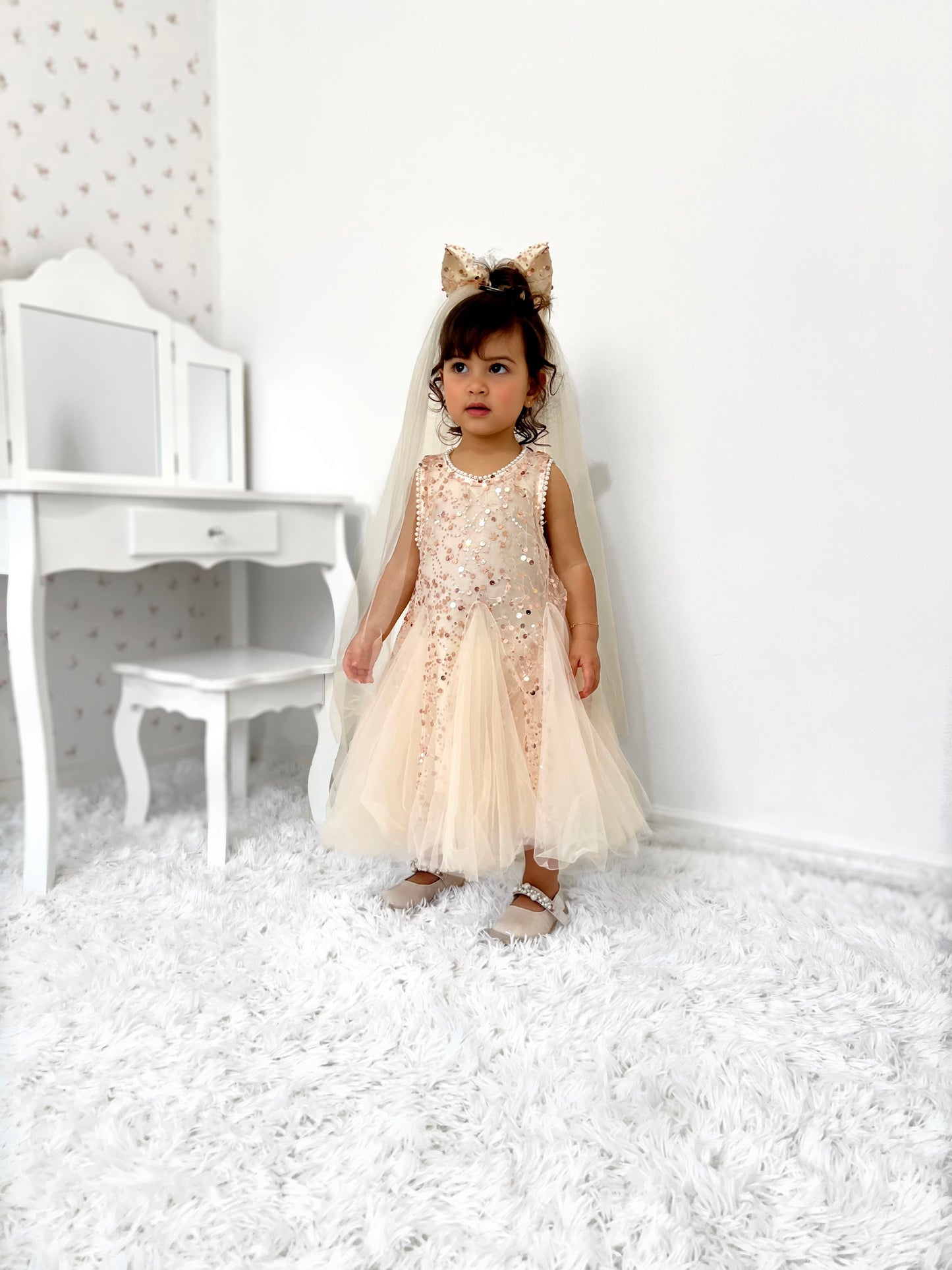 Vestido Infantil Lazo Tul Brillante