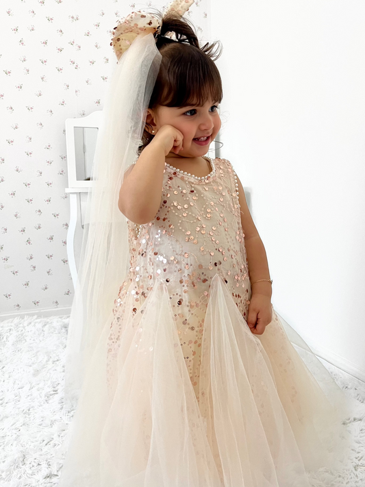 Vestido Infantil Lazo Tul Brillante