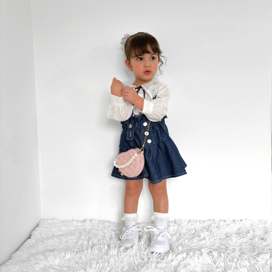 Conjunto Infantil Camisa Cuello Encaje + Jeans