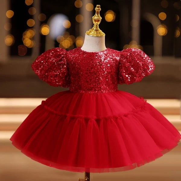Vestido Infantil Rojo Brillante