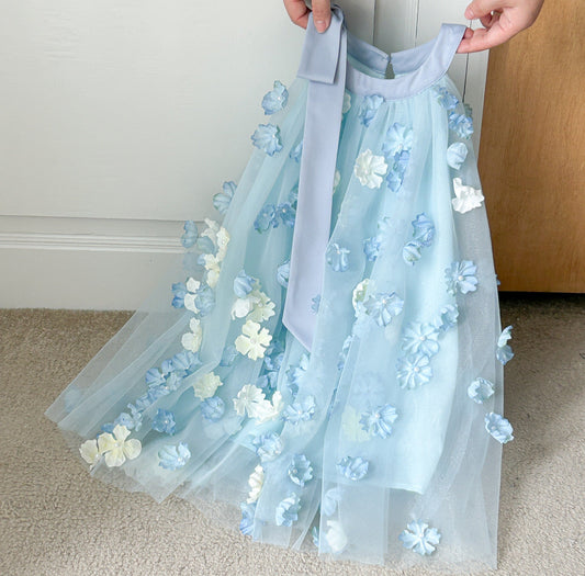 Vestido Infantil de Tul con Flores