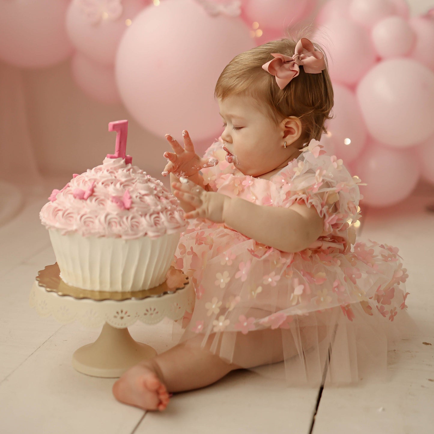 Vestido Flor Manga Abullonada