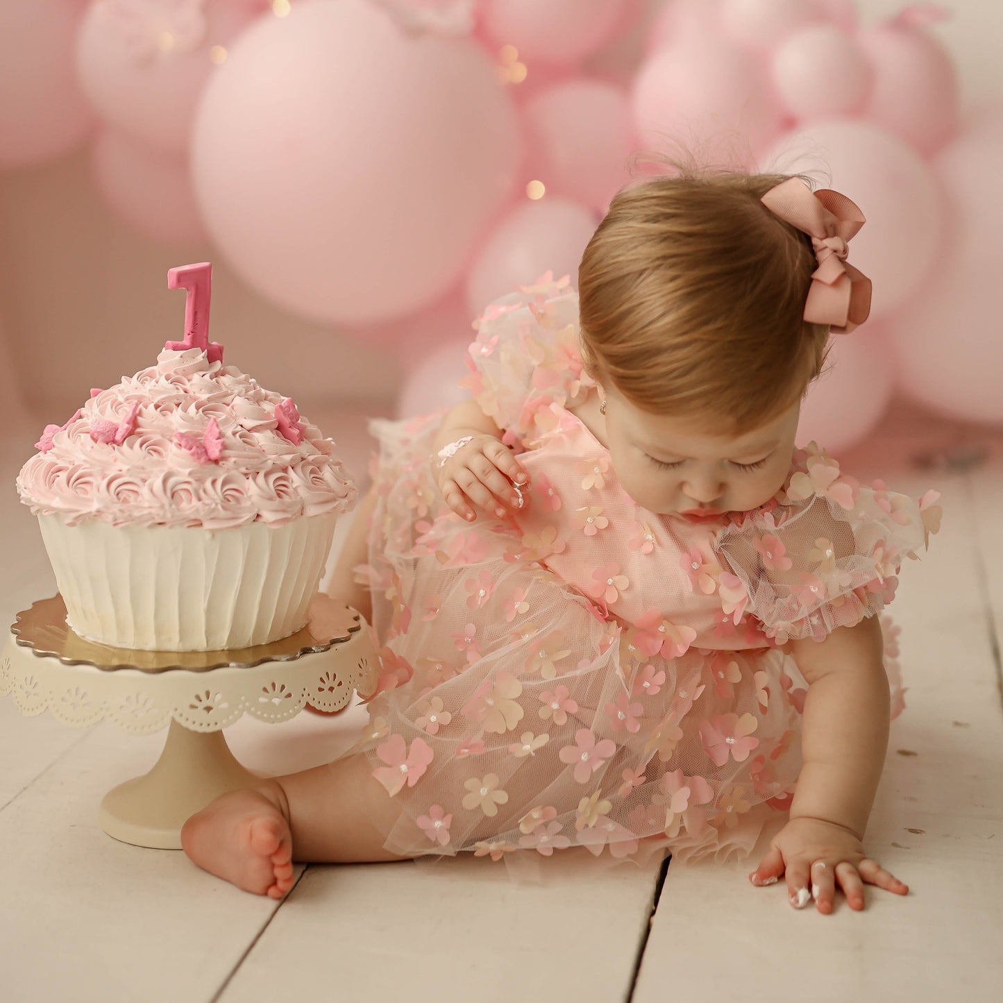 Vestido Flor Manga Abullonada