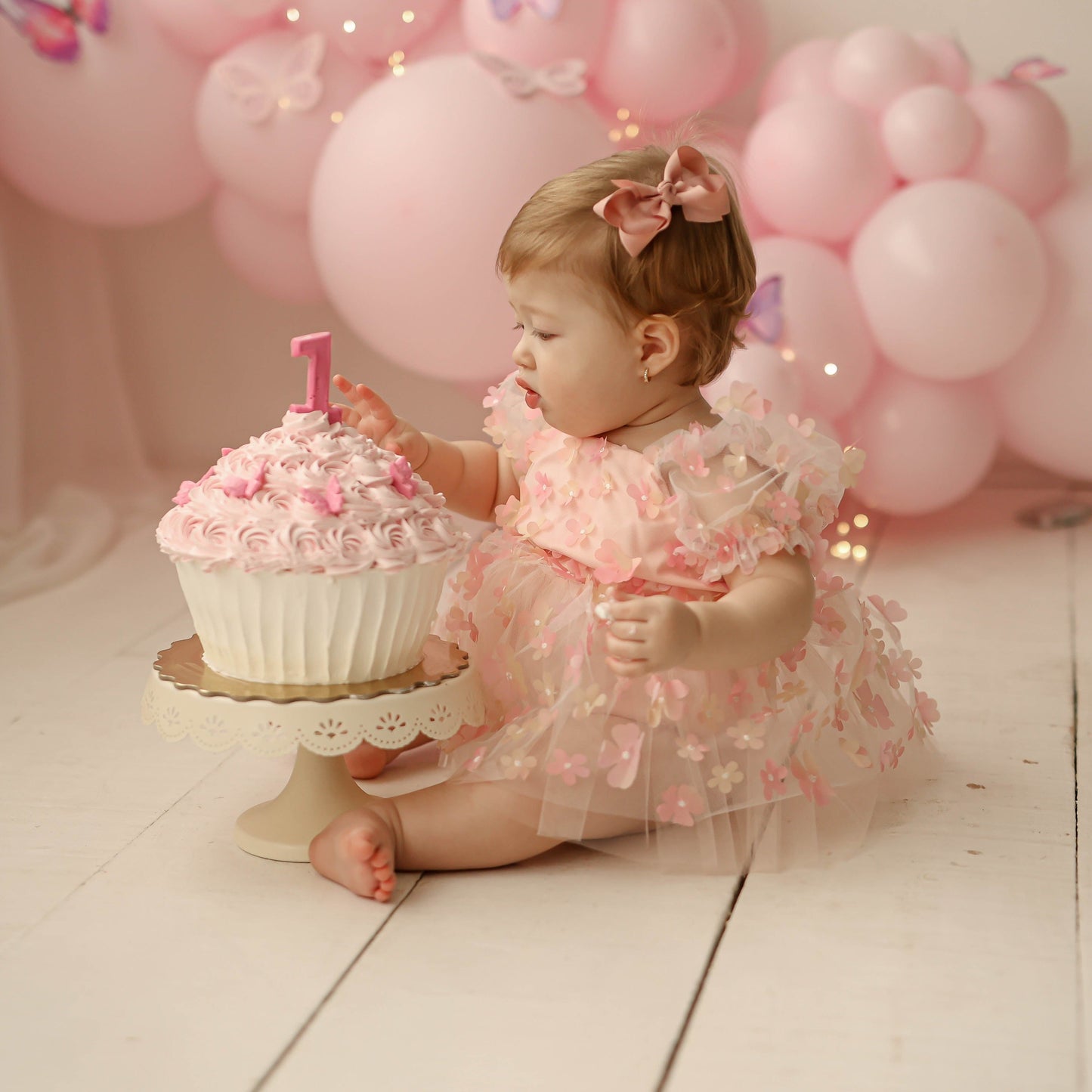 Vestido Flor Manga Abullonada