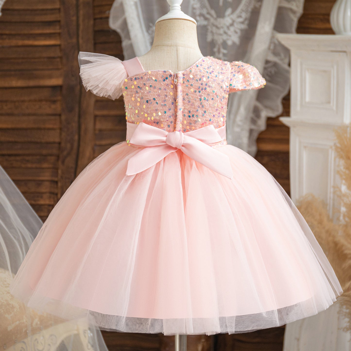 Vestido infantil con lazo Brillante Navideño
