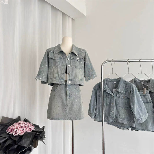 Conjunto de jeans con purpurina para niña