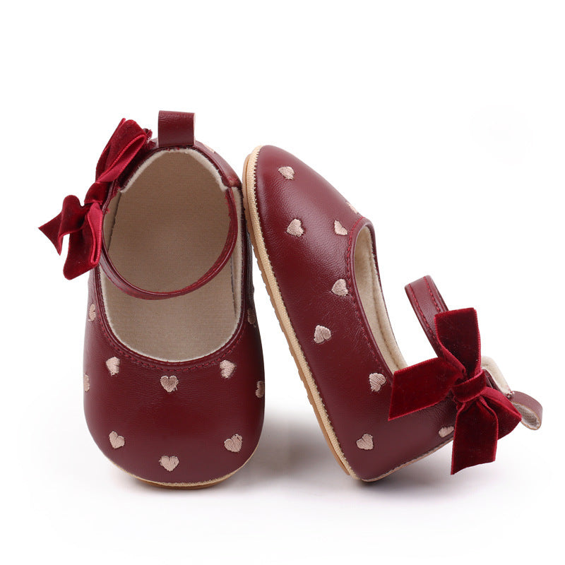 Zapatos Infantiles con Lazo de Corazones