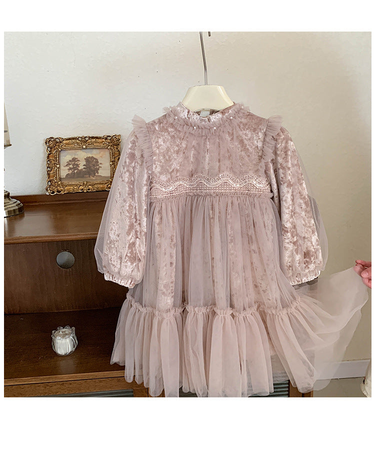 Vestido Infantil de Encaje con Tul