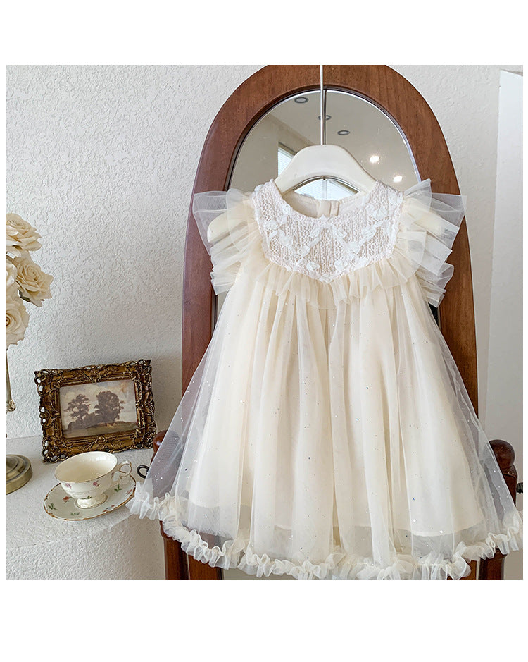 Vestido Infantil De Flores De Tul