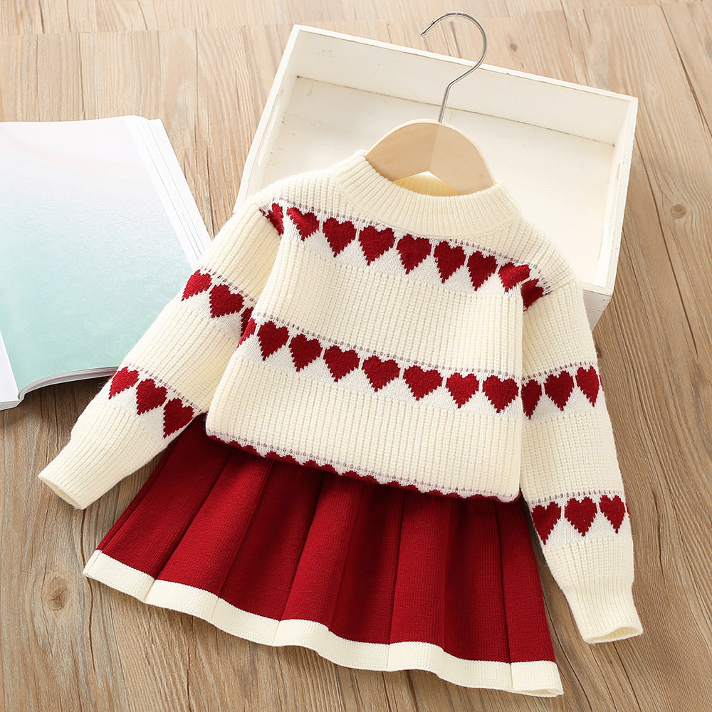 Conjunto infantil Corazones de punto para mujer