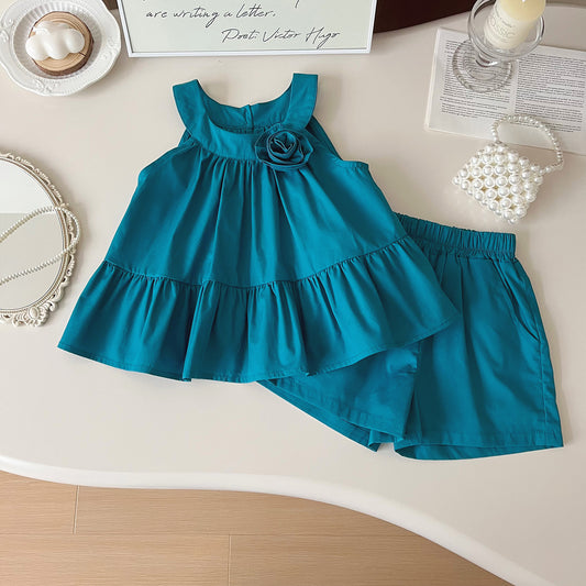 Blue Children's Set/Dress with Flower