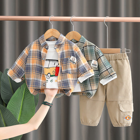 Conjunto de 3 piezas a cuadros para niño