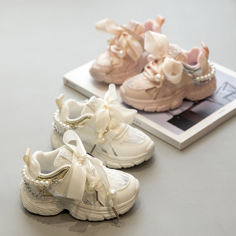 Zapatillas Deportivas Brillantes y Nacaradas para Niñas