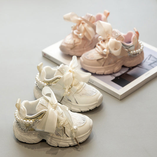 Zapatillas Deportivas Brillantes y Nacaradas para Niñas