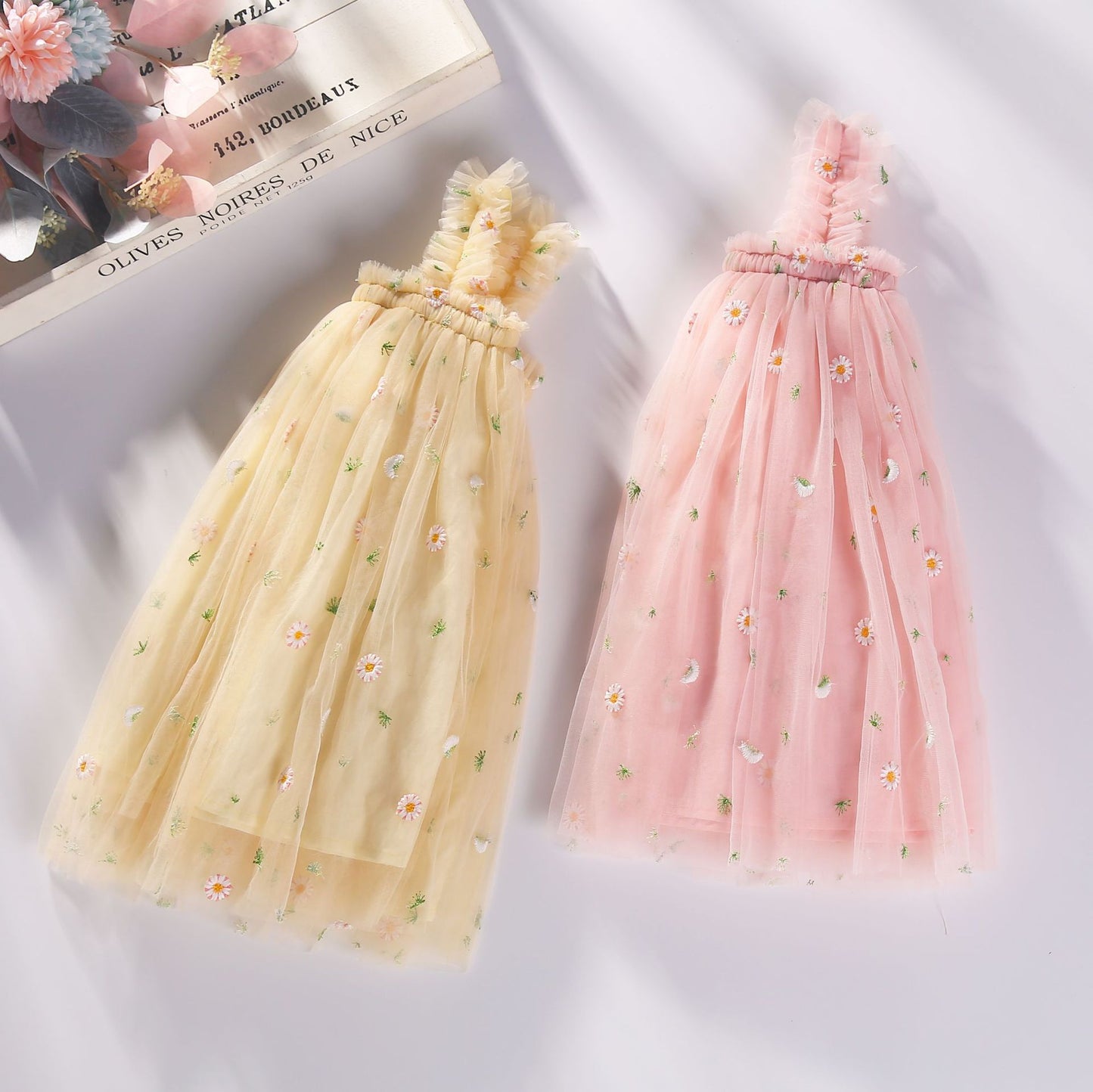 Vestido Infantil De Flores De Tul