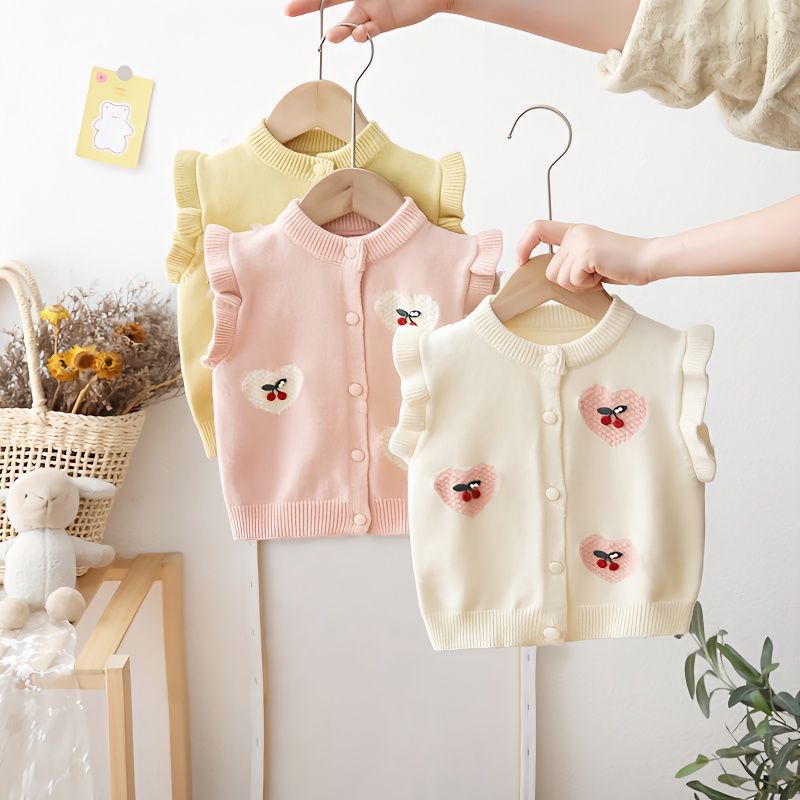 Chaleco Infantil Corazones Cerezas