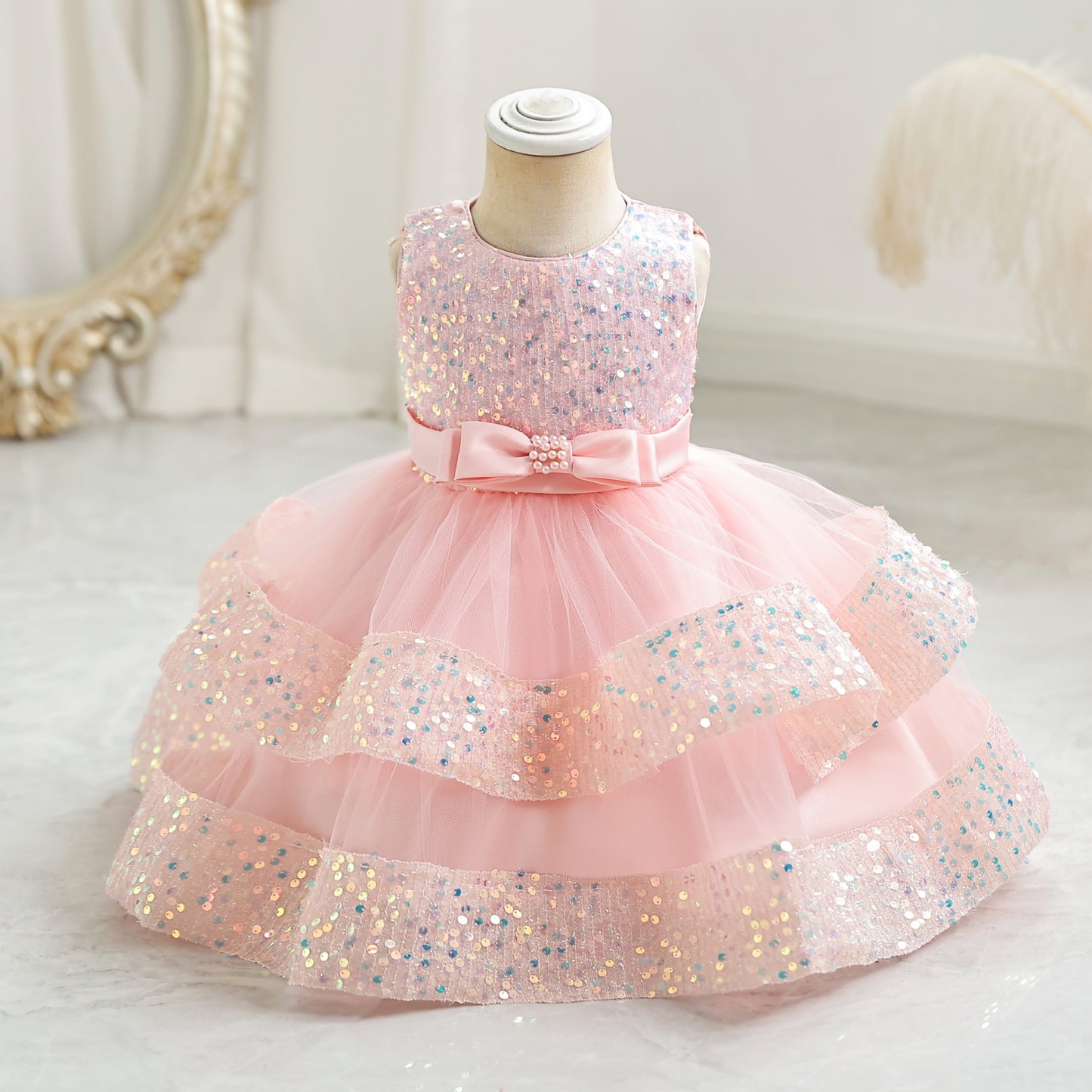 Vestido De Fiesta Infantil Brillante Lacinho