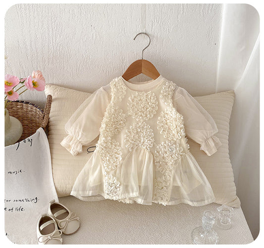 Conjunto Vestido Infantil Tul Flores
