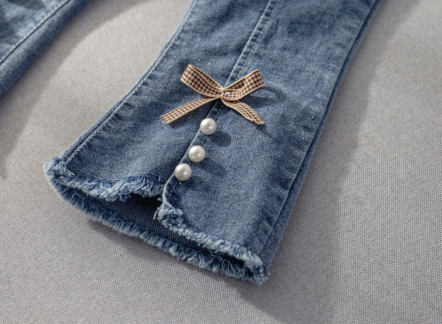 Pantalón Jeans Infantil Lazo y Perlas