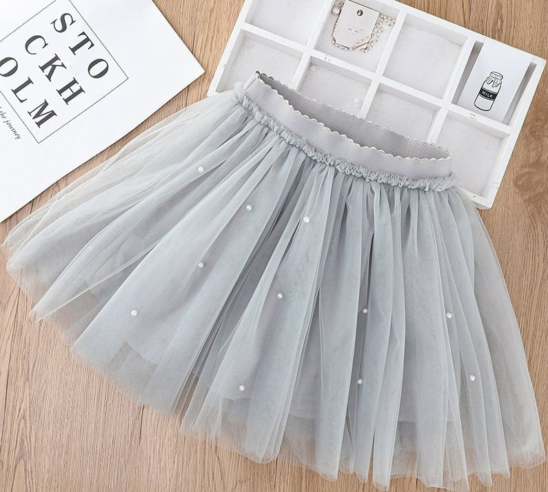 Saia Infantil Tule Pérolas