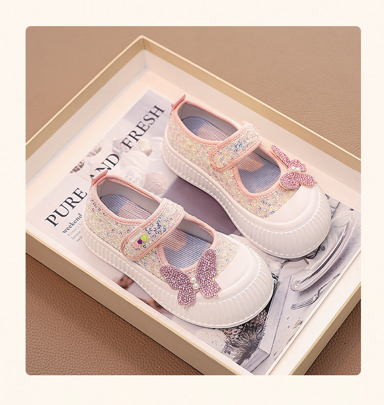 Zapatos de mariposa brillantes para niñas