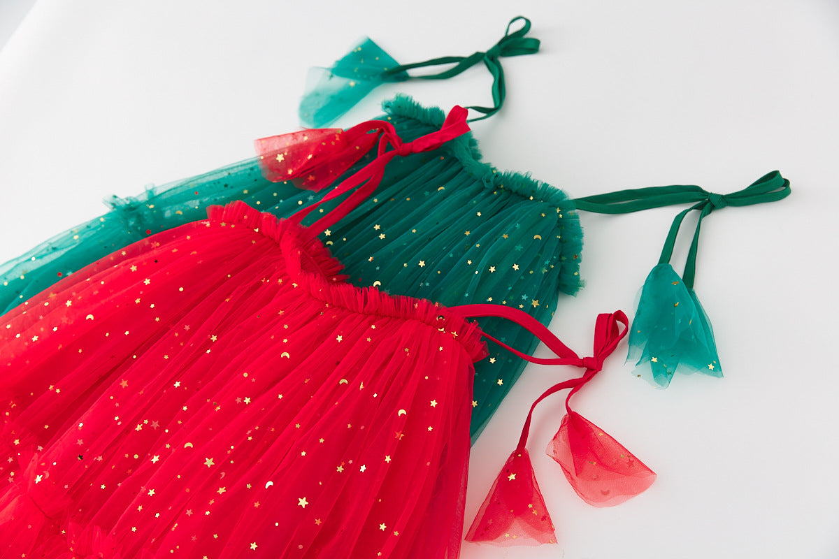 Vestido Infantil de Tul Navideño