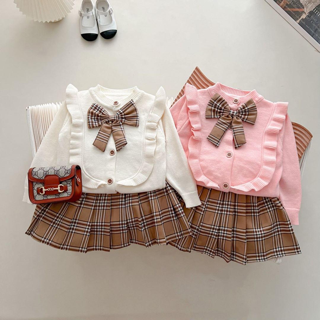 Conjunto de lazo a cuadros para mujer y niño