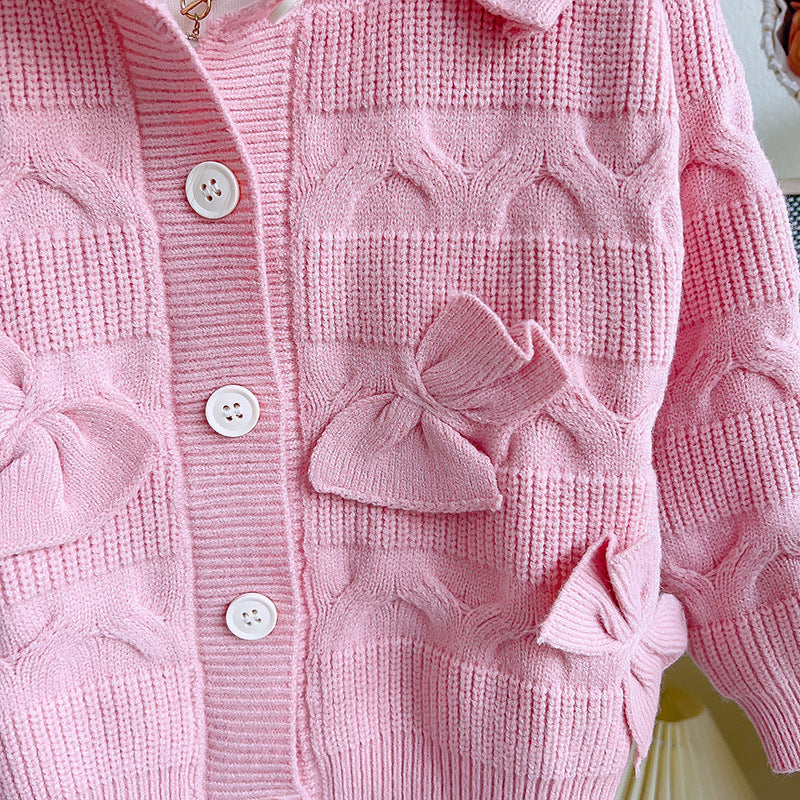 Abrigo de Punto con Lazo para Niña