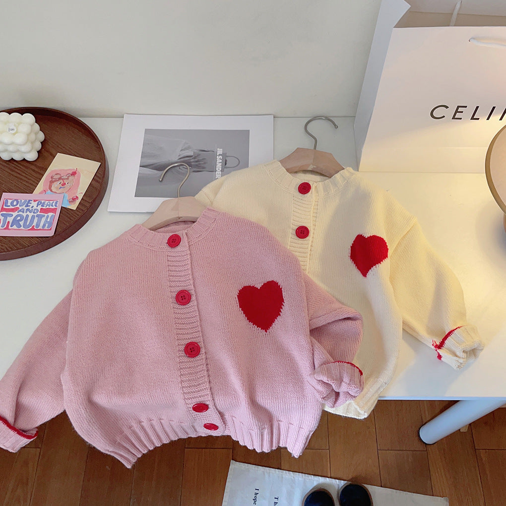 Abrigo de Punto con Forma de Corazón para Niña
